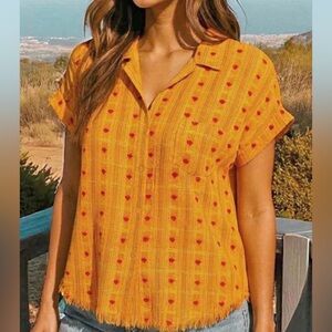 NWT Umgee Hello Happiness Boho Heart Fringe Top Size S